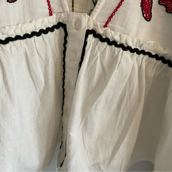 Free People White Boho Blouse with Red Embroidery - Picture 7 of 7